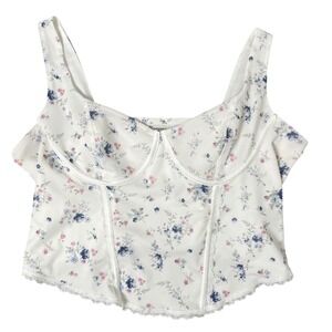 No Boundaries Corset Cami Top Womens XXL White Floral‎ Lace Sweetheart Coquette